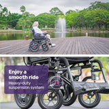Equipmed Electric Folding Wheelchair, Wide Bariatric Chair Seat, Comfortable for S-XL, Long Range, Lithium Battery, Black/Grey - Extra Image