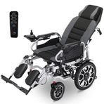 EQUIPMED Electric Wheelchair, Power Recline, Long Range, Lithium Battery, 16" Rear Wheels, Headrest, Folding, Grey/Black