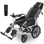 EQUIPMED Electric Wheelchair, Power Recline, Long Range, Lithium Battery, 16" Rear Wheels, Headrest, Folding, Grey/Black