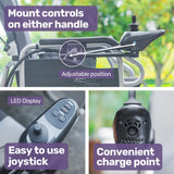 EQUIPMED Power Electric Wheelchair, Long Range, Auto Recline, Lithium Battery, 16 Rear Wheels, Headrest, Folding, Grey/Black - Low Angle