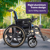 EQUIPMED Electric Wheelchair Folding, Long Range, Airline Approved, Lithium Battery, 24