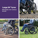 EQUIPMED Electric Wheelchair Folding, Long Range, Airline Approved, Lithium Battery, 24