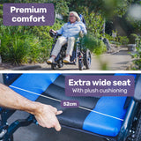 EQUIPMED Power Electric Wheelchair, Wide Bariatric Chair, Comfortable for S-XL, Long Range, Recline Adjustment, Lithium Battery, 16'' Wheels, Headrest, Folding - Top-Down View
