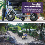 EQUIPMED Power Electric Wheelchair, Long Range, Airline Approved, Folding, Aluminium Frame, Lithium Battery, Blue - Extra Image