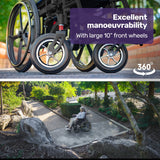 EQUIPMED Electric Wheelchair Folding, Folding, Long Range, Lithium Battery, 24 Rear Wheels, Black - Extra Image