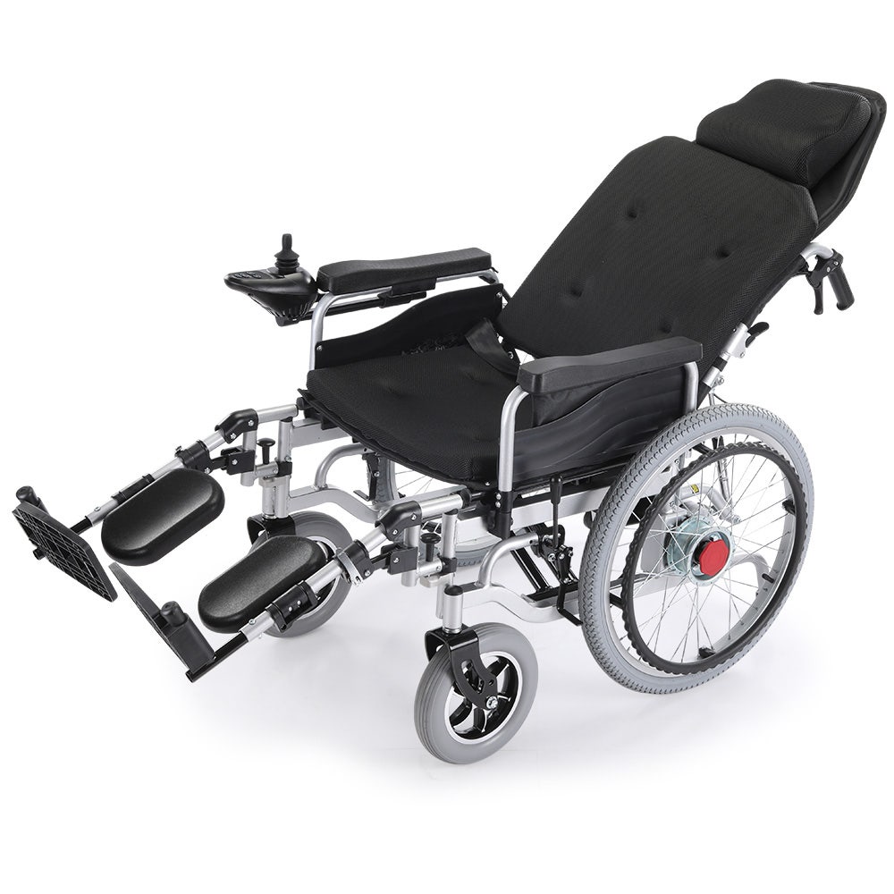EQUIPMED Power Electric Wheelchair, XL Wide Bariatric Chair Seat, Long Range, Airline Approved, Recline Adjustment, Lithium Battery, 22 Wheels, Headrest, Black