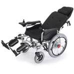 EQUIPMED Power Electric Wheelchair, XL Wide Bariatric Chair Seat, Long Range, Airline Approved, Recline Adjustment, Lithium Battery, 22" Wheels, Headrest, Black