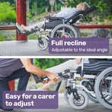 EQUIPMED Power Electric Wheelchair, XL Wide Bariatric Chair Seat, Long Range, Airline Approved, Recline Adjustment, Lithium Battery, 22 Wheels, Headrest, Black - Side View