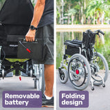 EQUIPMED Power Electric Wheelchair, XL Wide Bariatric Chair Seat, Long Range, Airline Approved, Recline Adjustment, Lithium Battery, 22 Wheels, Headrest, Black - Extra Image