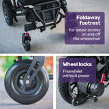 EQUIPMED Electric Folding Wheelchair, Long Range, Airline Approved, Aluminium Frame, Lithium Battery, Black - Extra Image