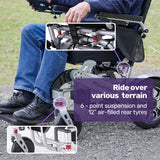 EQUIPMED Power Electric Wheelchair, Airline Approved Wheel Chair, Lightweight, Folding, Long Range, Lithium Batteries, Black & Silver - Extra Image