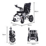 EQUIPMED Power Electric Wheelchair, Airline Approved Wheel Chair, Lightweight, Folding, Long Range, Lithium Batteries, Black & Silver - Rear View