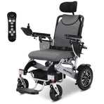 EQUIPMED Power Electric Wheelchair, Long Range, Airline Approved, Alloy, Remote Control, Lithium Battery, Black/Silver