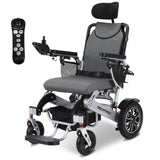 EQUIPMED Power Electric Wheelchair, Long Range, Airline Approved, Alloy, Remote Control, Lithium Battery, Black/Silver