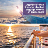 EQUIPMED Power Electric Wheelchair, Long Range, Airline Approved, Alloy, Remote Control, Lithium Battery, Black/Silver - Front View