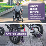 EQUIPMED Power Electric Wheelchair, Long Range, Airline Approved, Alloy, Remote Control, Lithium Battery, Black/Silver - Extra Image