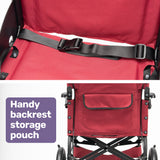 Equipmed Folding Transit Wheelchair, Lightweight Aluminium for Easy Transport, Crimson Red - Extra Image
