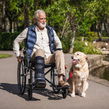 Equipmed 24 Inch Folding Bariatric Wheelchair, XL Wide Design, 136kg Capacity, Park Brakes, Retractable Armrests, Dark Grey Hammertone - Side View