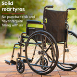 Equipmed 24 Inch Folding Bariatric Wheelchair, XL Wide Design, 136kg Capacity, Park Brakes, Retractable Armrests, Dark Grey Hammertone - Low Angle