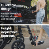 Equipmed 24 Inch Folding Bariatric Wheelchair, XL Wide Design, 136kg Capacity, Park Brakes, Retractable Armrests, Dark Grey Hammertone - Extra Image