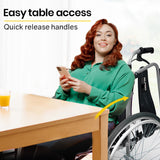 EQUIPMED Extra-Wide Folding Wheelchair, Aluminium Frame, 150kg Capacity, 24 Inch Wheels, Park Brakes, Black - Close-Up Angle