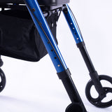 EQUIPMED 4 Wheel Lightweight Rollator Walker, Aluminium Frame, Seat, Carry Bag, for Seniors, Blue - 45-Degree Angle
