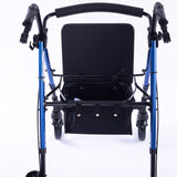 EQUIPMED 4 Wheel Lightweight Rollator Walker, Aluminium Frame, Seat, Carry Bag, for Seniors, Blue - Low Angle