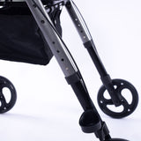 EQUIPMED 4 Wheel Lightweight Rollator Walker, Aluminium Frame, Seat, Carry Bag, for Seniors, Titanium Style - Side View