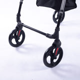 EQUIPMED 4 Wheel Lightweight Rollator Walker, Aluminium Frame, Seat, Carry Bag, for Seniors, Titanium Style - 45-Degree Angle