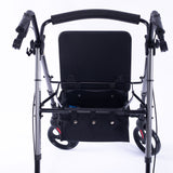 EQUIPMED 4 Wheel Lightweight Rollator Walker, Aluminium Frame, Seat, Carry Bag, for Seniors, Titanium Style - Close-Up Angle