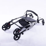 EQUIPMED 4 Wheel Lightweight Rollator Walker, Aluminium Frame, Seat, Carry Bag, for Seniors, Titanium Style - Extra Image