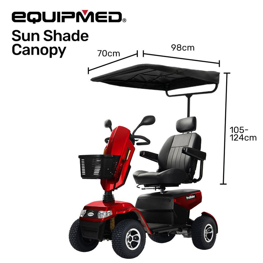 EQUIPMED Mobility Scooter & Power Wheelchair Shade Canopy Roof, 1-Inch Mount, 3 Height Settings, Black