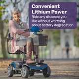 EQUIPMED FreeRoam+ Mid-Sized Lithium Fast Easy Charge Mobility Scooter, Blue - Side View