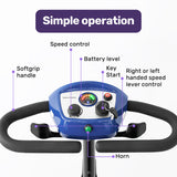 EQUIPMED FreeRoam+ Mid-Sized Lithium Fast Easy Charge Mobility Scooter, Blue - Top-Down View
