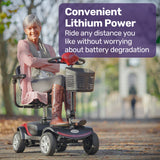 EQUIPMED FreeRoam+ Mid-Sized Lithium Fast Easy Charge Mobility Scooter, Red - Side View