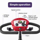 EQUIPMED FreeRoam+ Mid-Sized Lithium Fast Easy Charge Mobility Scooter, Red - Top-Down View