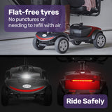 EQUIPMED FreeRoam+ Mid-Sized Lithium Fast Easy Charge Mobility Scooter, Red - Low Angle