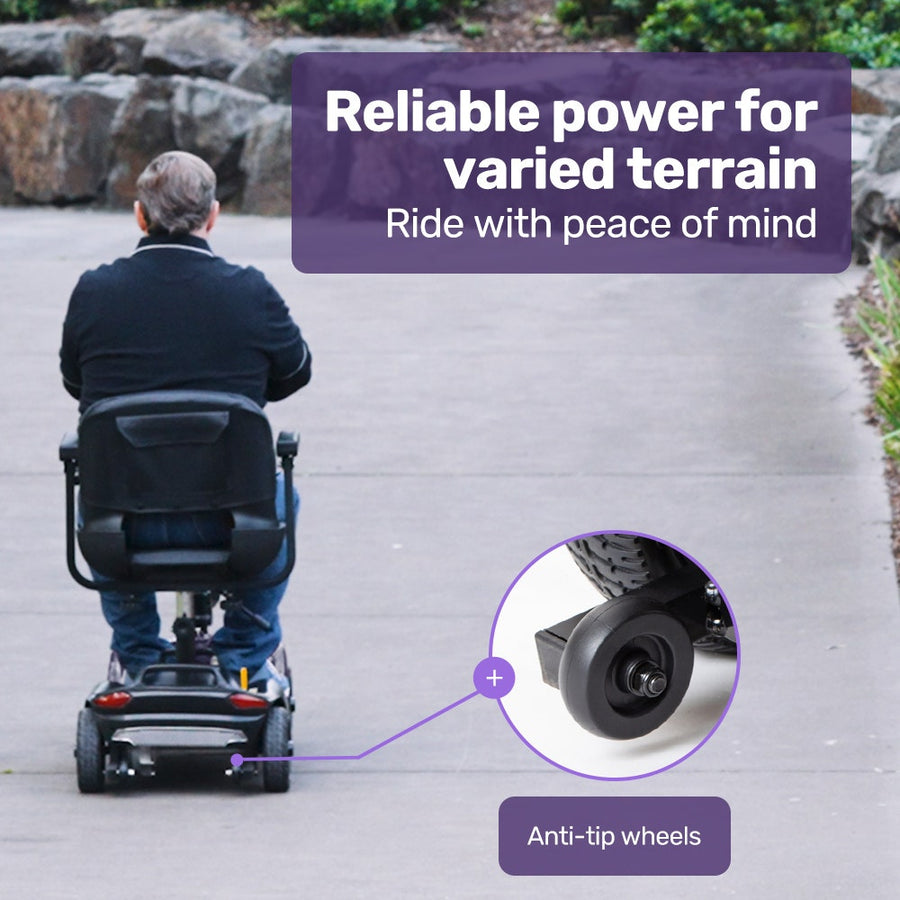 EQUIPMED FreeLite+ Mid-Sized Electric Foldable Mobility Scooter, Lithium Battery, Long Range and Easy Charging, Blue