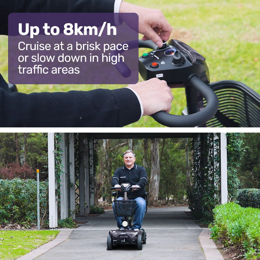 EQUIPMED FreeLite+ Mid-Sized Foldable Electric Mobility Scooter, Lithium Battery, Long Range and Easy Charging, Grey