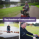 EQUIPMED FreeLite+ Mid-Sized Foldable Electric Mobility Scooter, Lithium Battery, Long Range and Easy Charging, Red - Front View