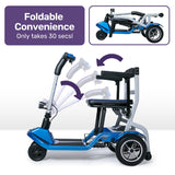 EQUIPMED Ultra-Lightweight Folding Electric Mobility Scooter, 19kg with Battery Removed, 120kg Capacity, Long Range, Brushless Motor, Portable, Blue - Side View