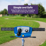 EQUIPMED Ultra-Lightweight Folding Electric Mobility Scooter, 19kg with Battery Removed, 120kg Capacity, Long Range, Brushless Motor, Portable, Blue - 45-Degree Angle