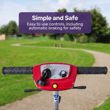 EQUIPMED Ultra-Lightweight Folding Electric Mobility Scooter, 19kg with Battery Removed, 120kg Capacity, Long Range, Brushless Motor, Portable, Red - Top-Down View