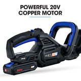 POWERBLADE HH4 20V Cordless Electric Hedge Trimmer Kit, with Lithium Battery and Fast Charger - Side View