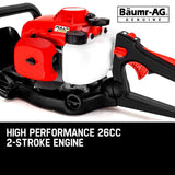 Baumr-AG 26CC Petrol Hedge Trimmer - 2-Stroke Clipper Saw Precision 24 Blade - Front View