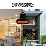 THERMOMATE 1500W Hanging Outdoor Electric Patio Heater, Radiant Carbon Fiber Element, with Remote Control - Extra Image