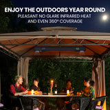 THERMOMATE 2000W Electric Outdoor Strip Heater, Carbon Fiber Element, Wall Ceiling or Hanging Mount, Remote , LED Screen, 9 Radiant Heat Settings, 24 Hr Timer - Top-Down View