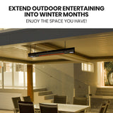 THERMOMATE 2000W Electric Outdoor Strip Heater, Carbon Fiber Element, Wall Ceiling or Hanging Mount, Remote , LED Screen, 9 Radiant Heat Settings, 24 Hr Timer - Extra Image