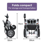 EQUIPMED Ultra-Light Power Wheelchair, Tight Turning, Airline Approved, Folding, ARTG Certified, Aluminium Frame, Lithium Battery, Grey