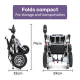 EQUIPMED Ultra-Light Power Wheelchair, Tight Turning, Airline Approved, Folding, ARTG Certified, Aluminium Frame, Lithium Battery, Grey - 45-Degree Angle